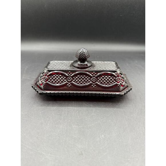 Vintage Avon 1876 Cape Cod Ruby Red Collection Covered Butter Dish - Picture 1 of 8